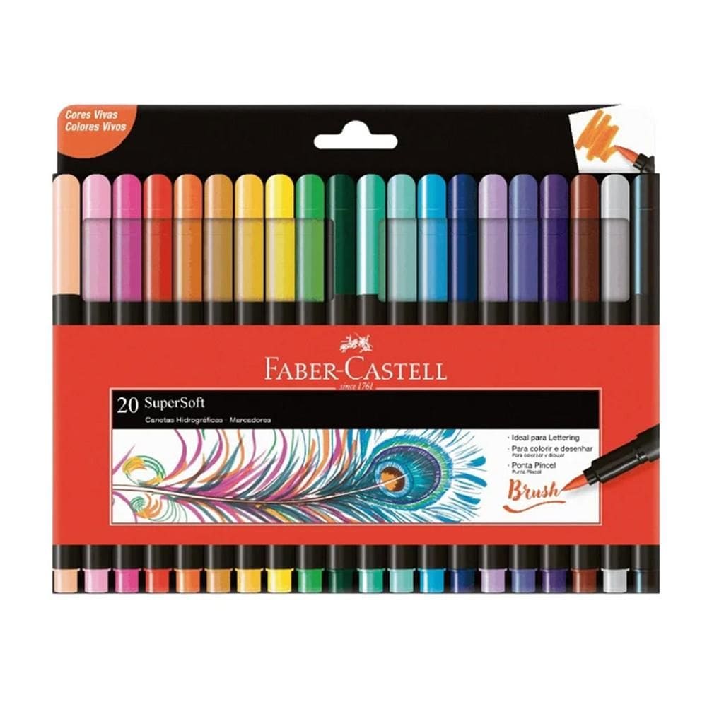 Caneta hid supersoft brush 150720SOFT 20 cores Faber-Castell