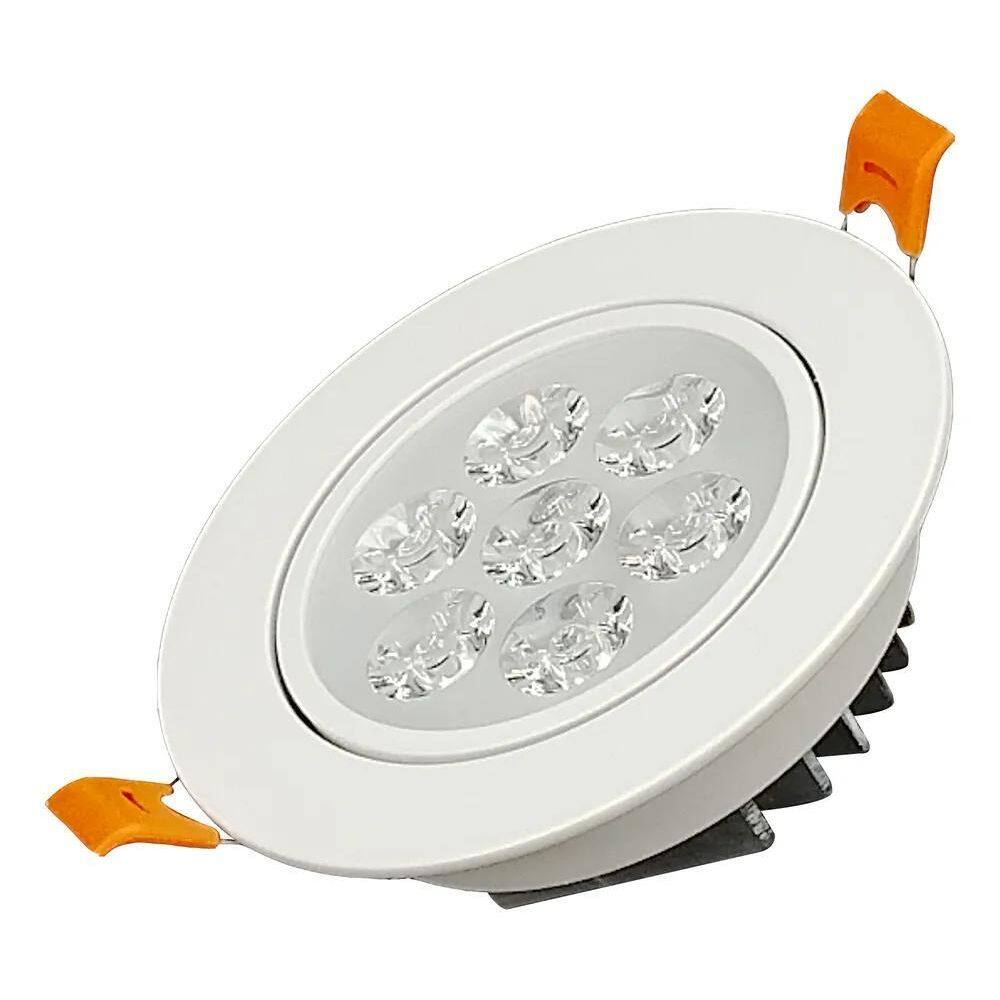 5X Spot Led 7W Embutir Smd Redondo De Alumínio Bivolt