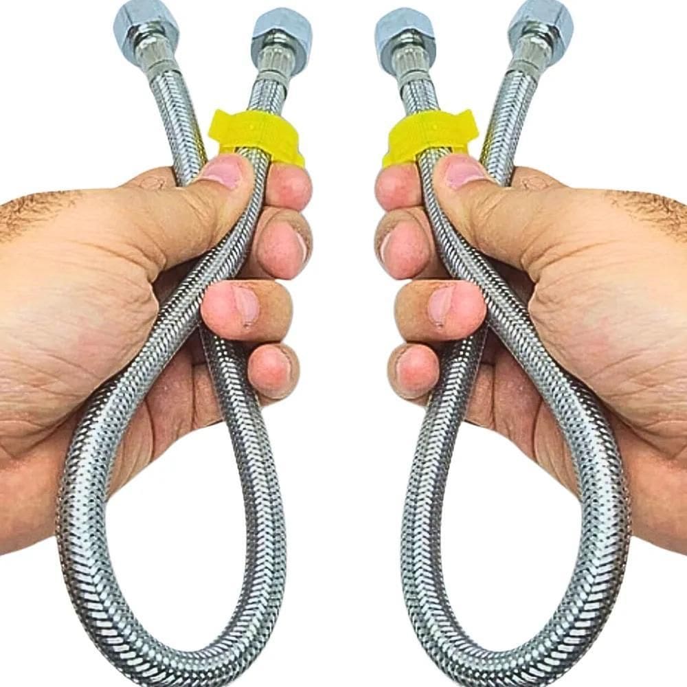 5X Rabicho Engate Tubo Mangueira Mangote Flexível Metal Inox