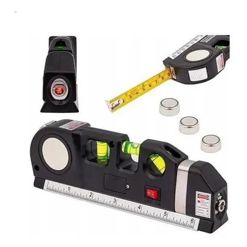 5X Nível A Laser 3 Linhas E Trena Régua Nivelador Pedreiro