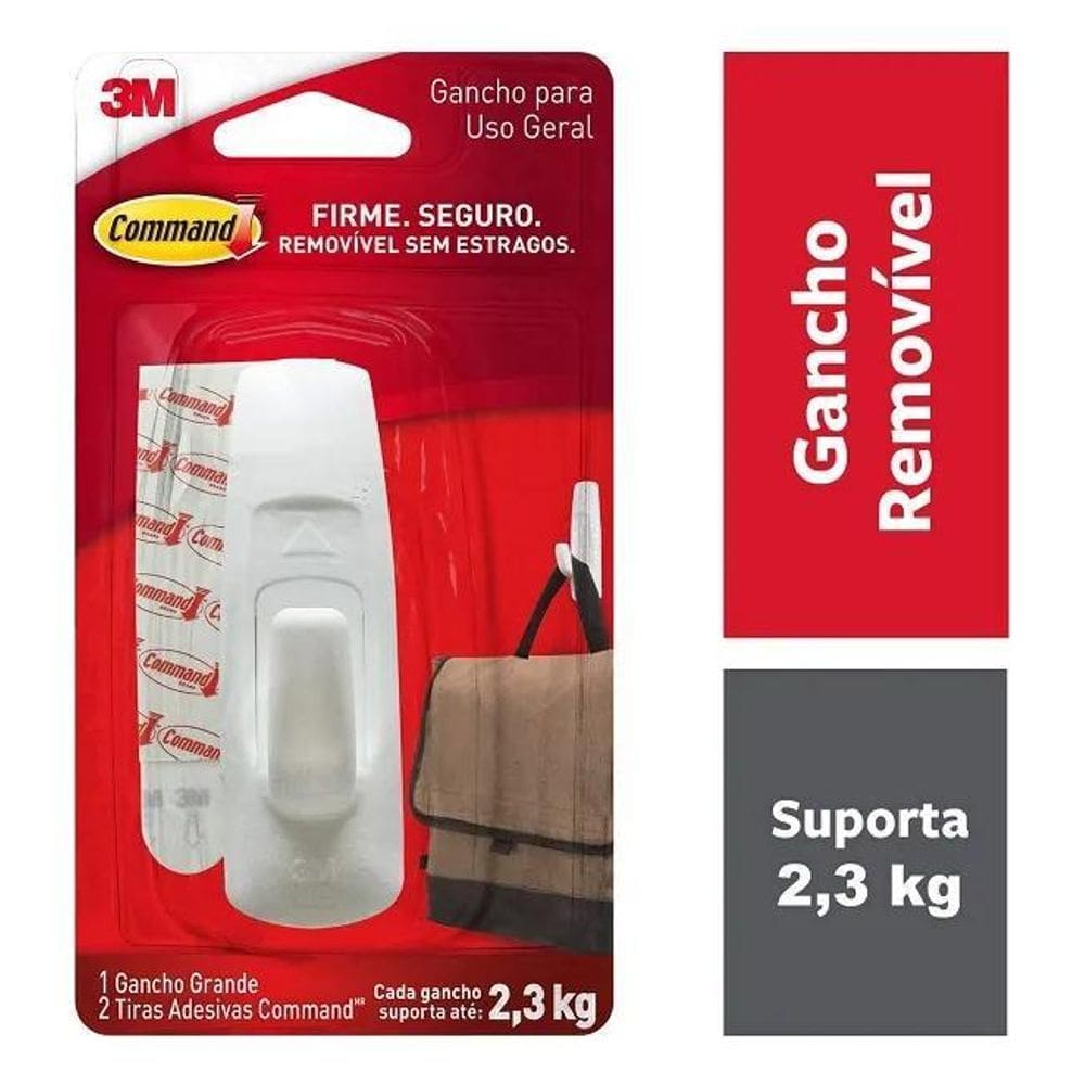 5X Gancho Adesivo Command Branco Grande Ate 2,3Kg 3M