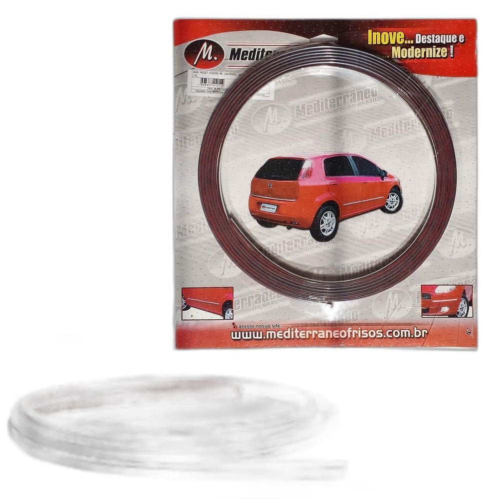 Friso Lateral Cromado Universal Flexivel 7Mm 5 Metros