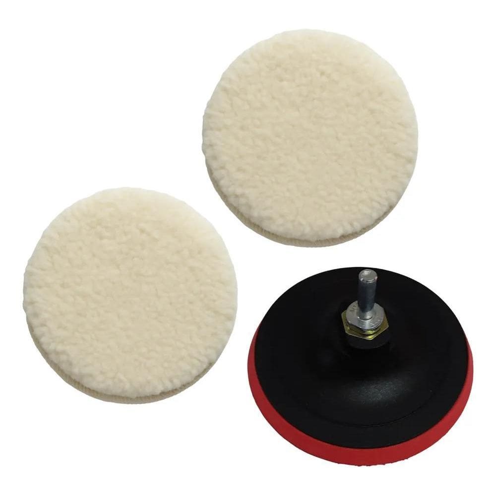 5X Kit Polimento Automotivo Suporte Disco 125Mm + Boinas Lã