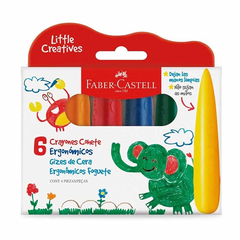 Giz de cera Little Creatives Foguete 6 cores Faber-Castell