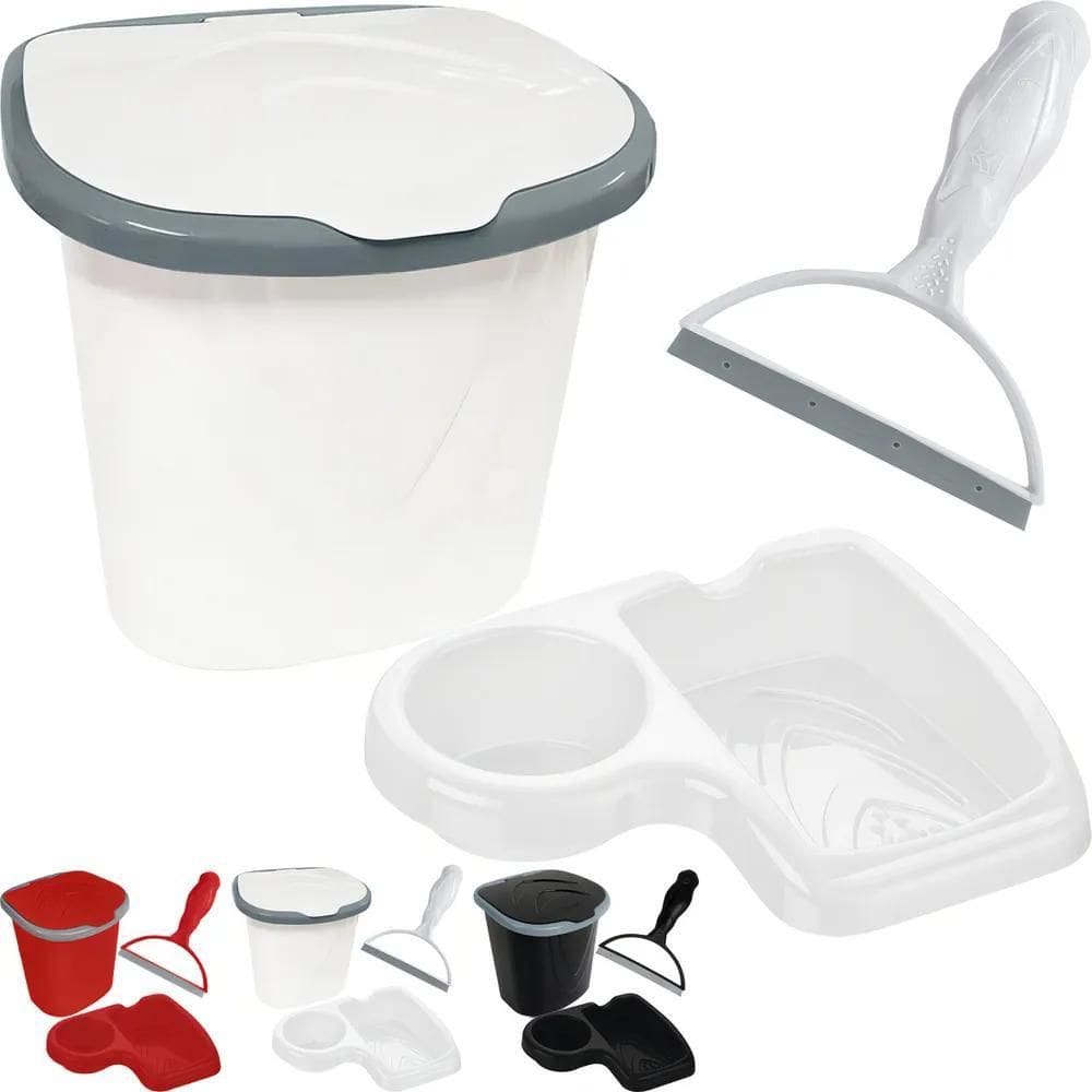 5X Kit Pia Cozinha Porta Detergente Bucha + Lixeira + Rodinh