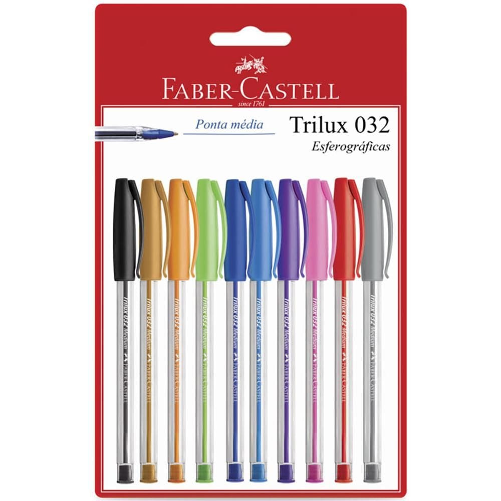 Caneta esfer Trilux c/ 10 unid Faber-Castell