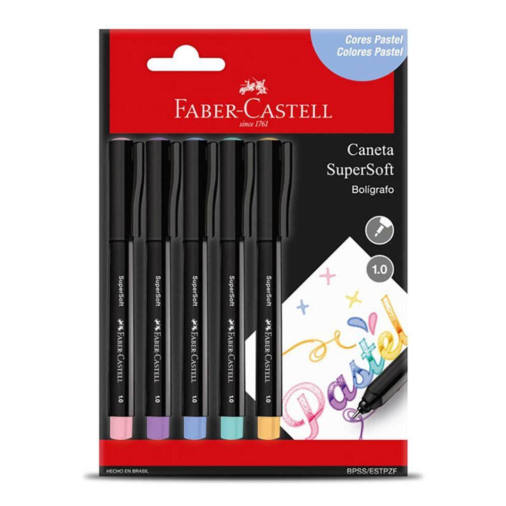 Caneta hidr Supersoft Pen 1.0mm pastel 5 unid Faber-Castell