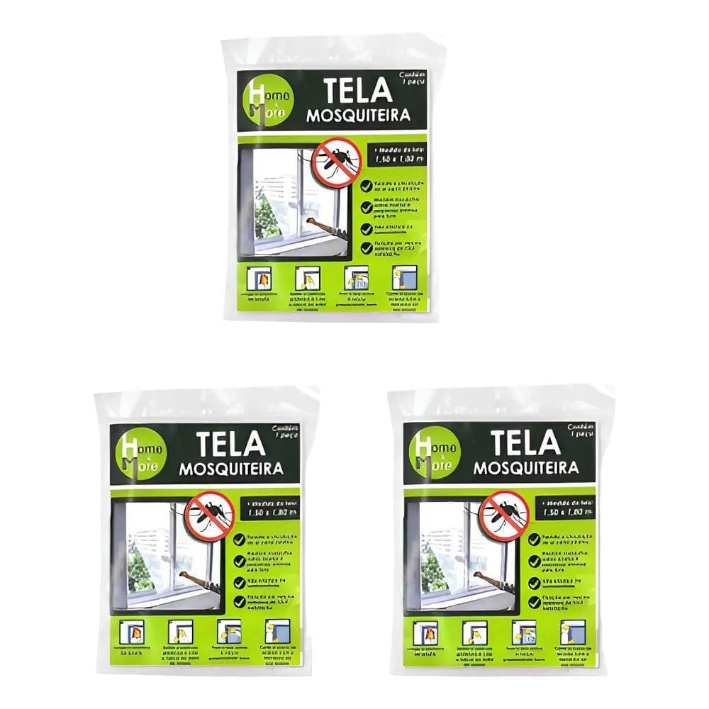 5X Kit 3 Tela Mosqueteira Janela Anti-Inseto 1.50X1.80 + Fit