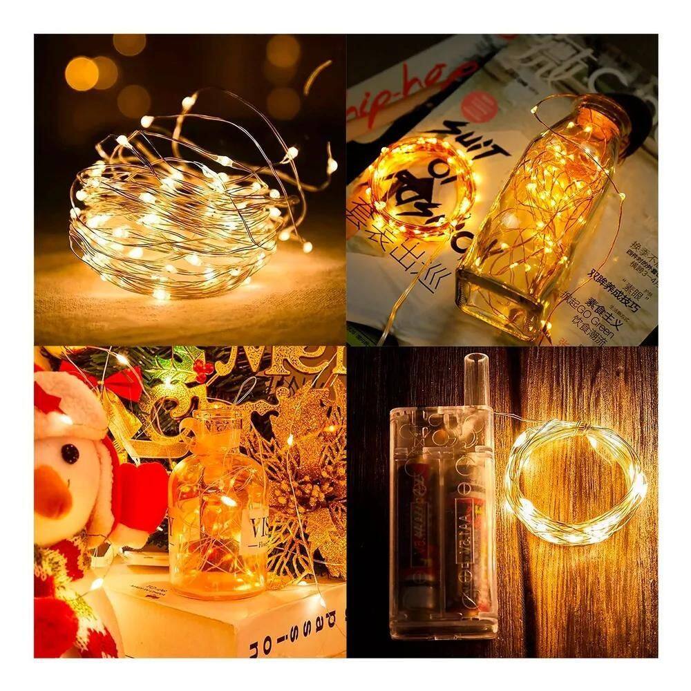 5X Fio De Fada Cordão Led De Luz 3 Metros 30 Leds De Pilha