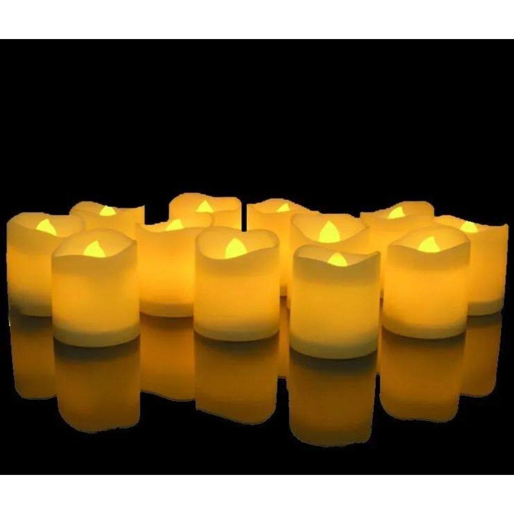 5X Kit 12 Velas Led Branco Quente Baterias Inclusas Decoraçã