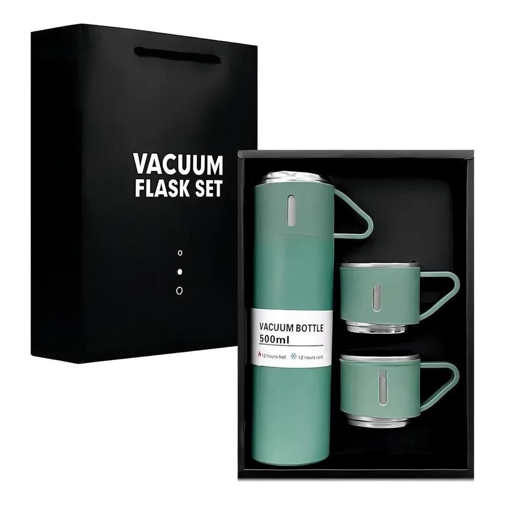 5X Garrafa Térmica Com Xícaras Inox Vacuum Flask Set Água Ca
