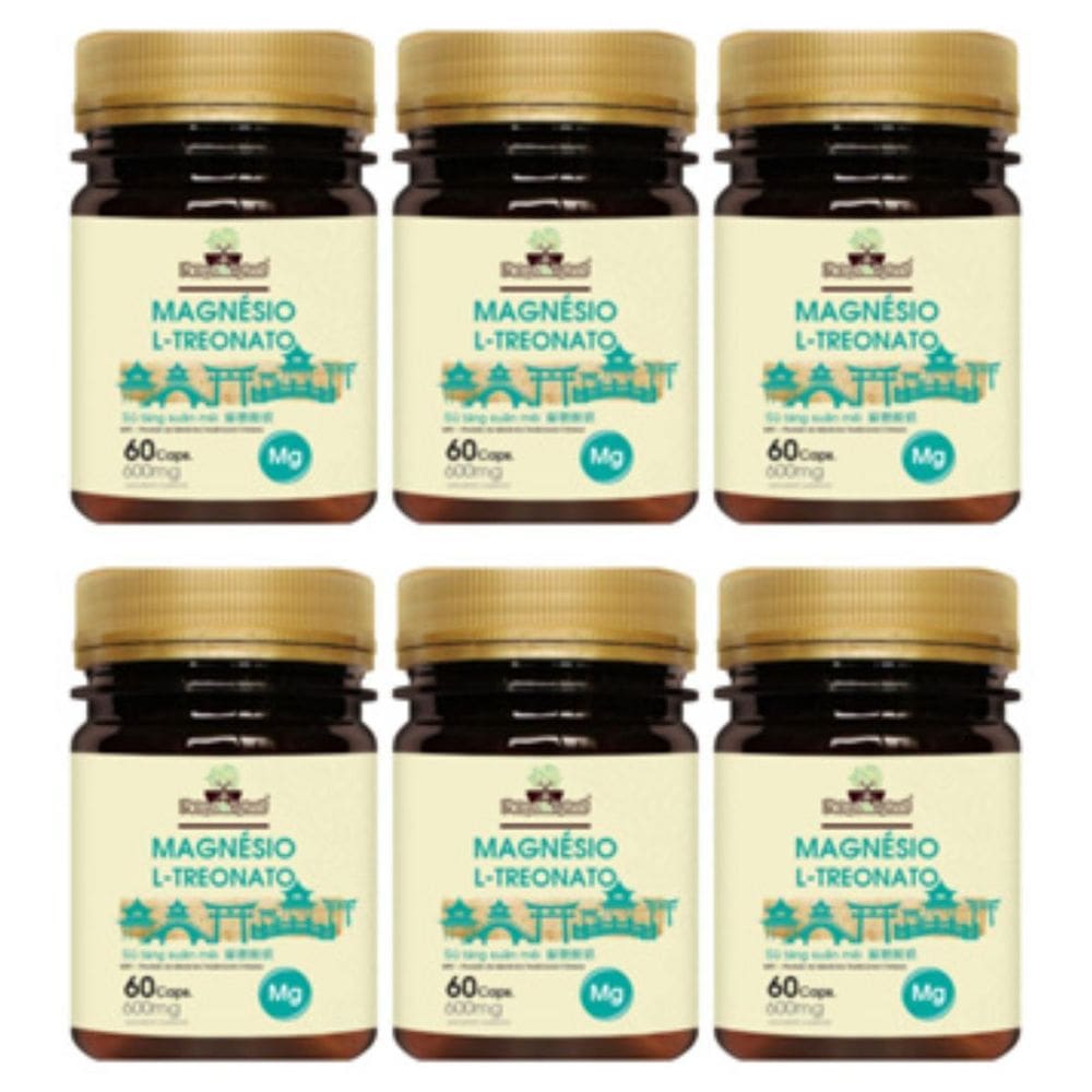 Kit 6 Un - Magnesio L Treonato 600Mg 60 Caps Folha & Raizes