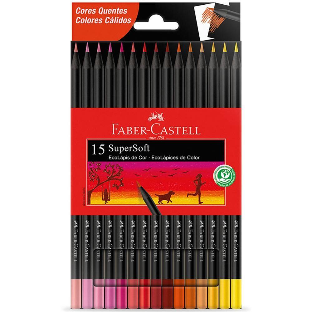 Lápis de cor SuperSoft 15 cores quentes Faber-Castell