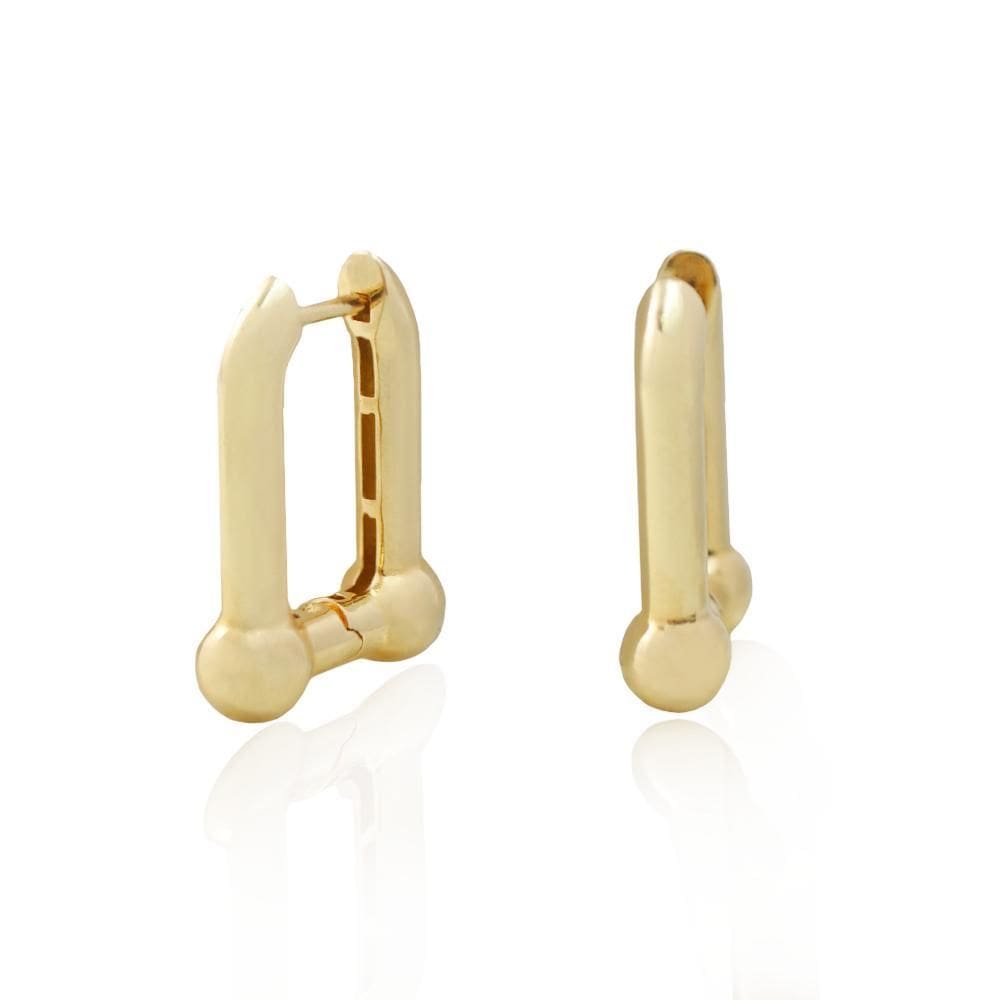 Brinco Argola Reta Bola 2Cm Em Ouro 18K