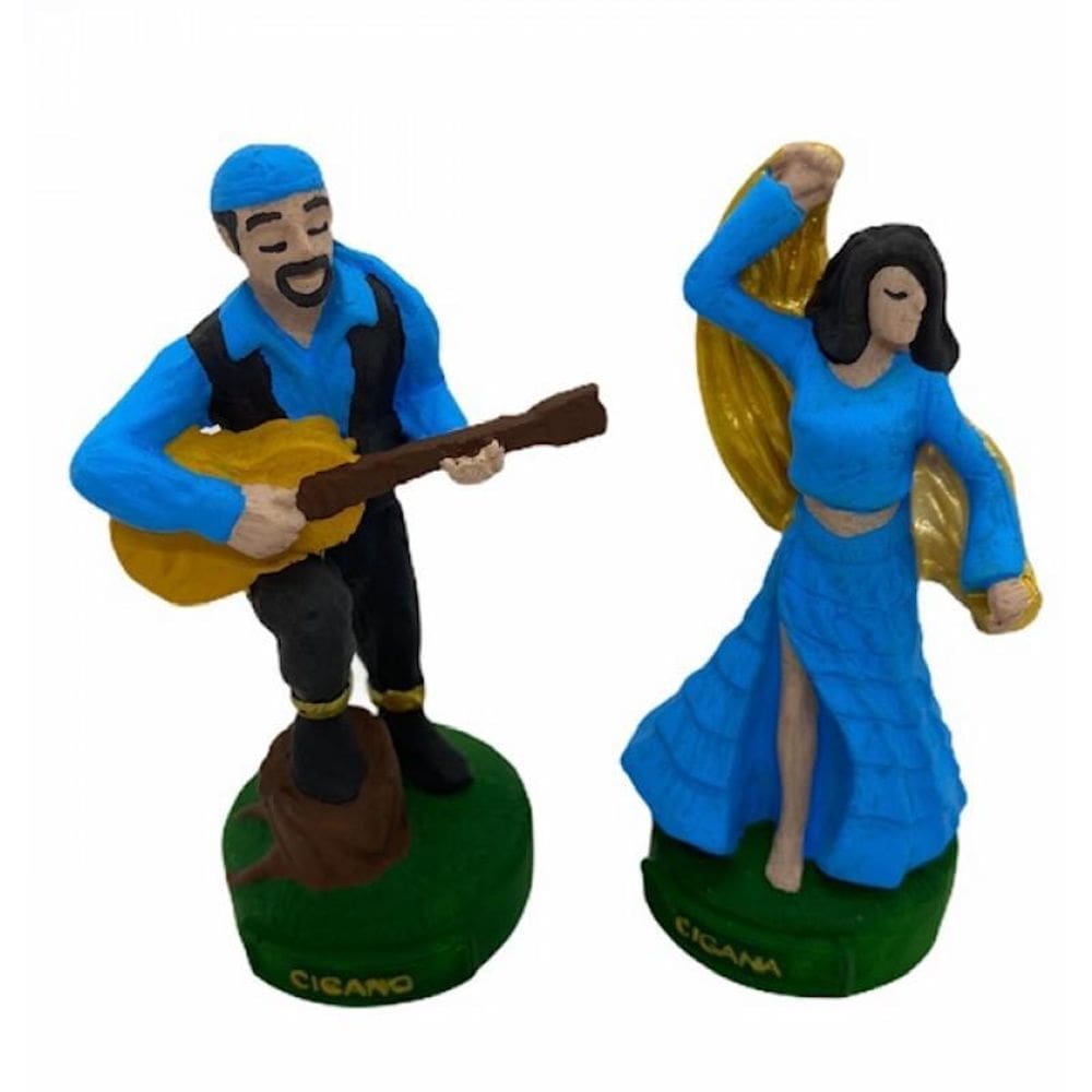 Esculturas Casal Ciganos Em Resina 11 Cm Umbanda E Candomblé