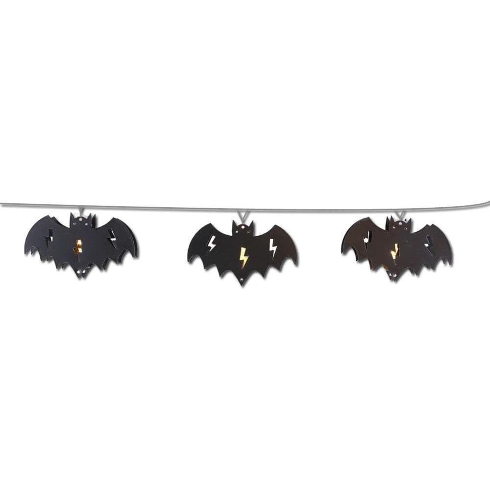 Varal De Morcego Led Preto Halloween 9M De Comprimento