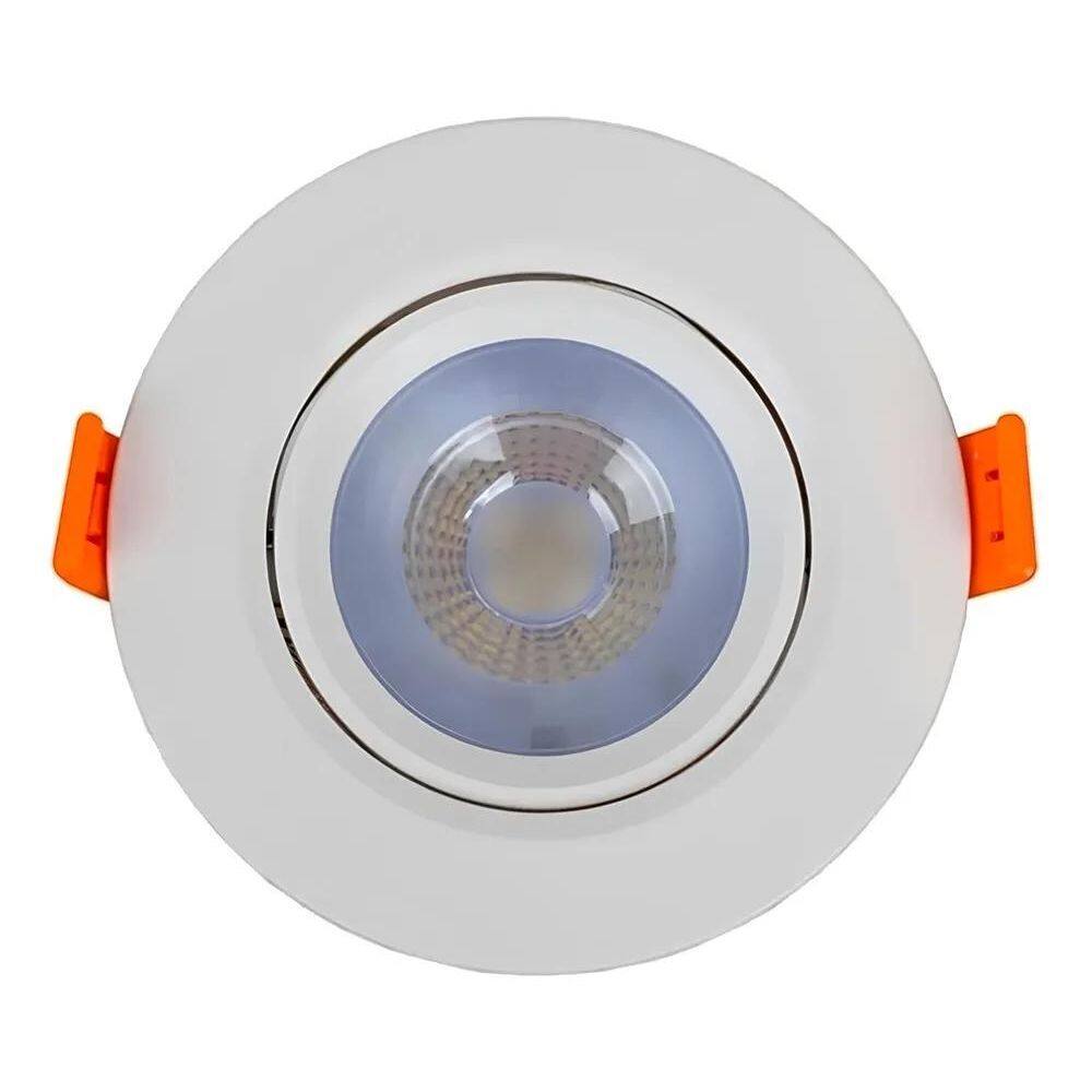 5X Luminaria Spot Led 12W Redondo Direcionável Branco Frio B