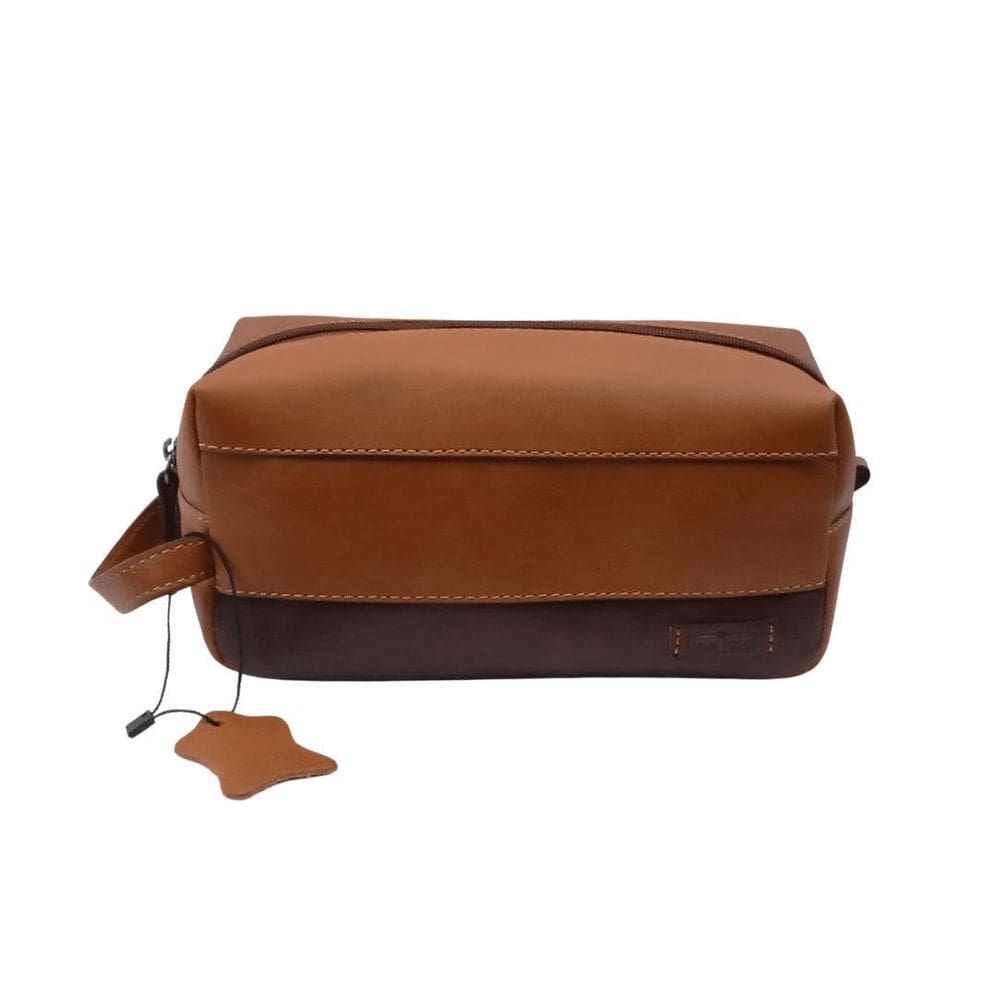 Necessaire Masculina Brown Com Alça Em Couro