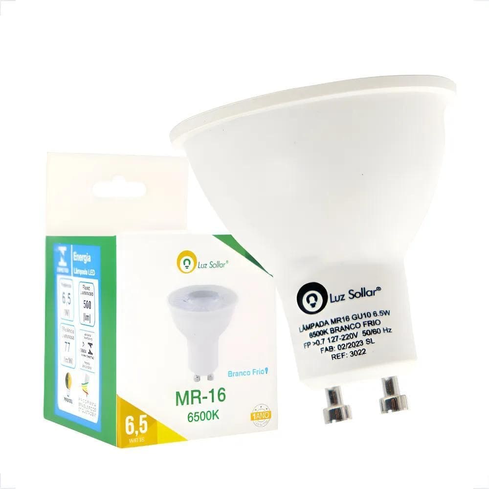 5X Lâmpada Dicroica Led 6.5W Mr16 Gu10 Branco Frio Quente Bf
