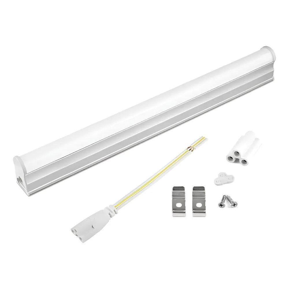 5X Lampada Led Tubular T5 30Cm 6000K Base/Calha Completa Bra