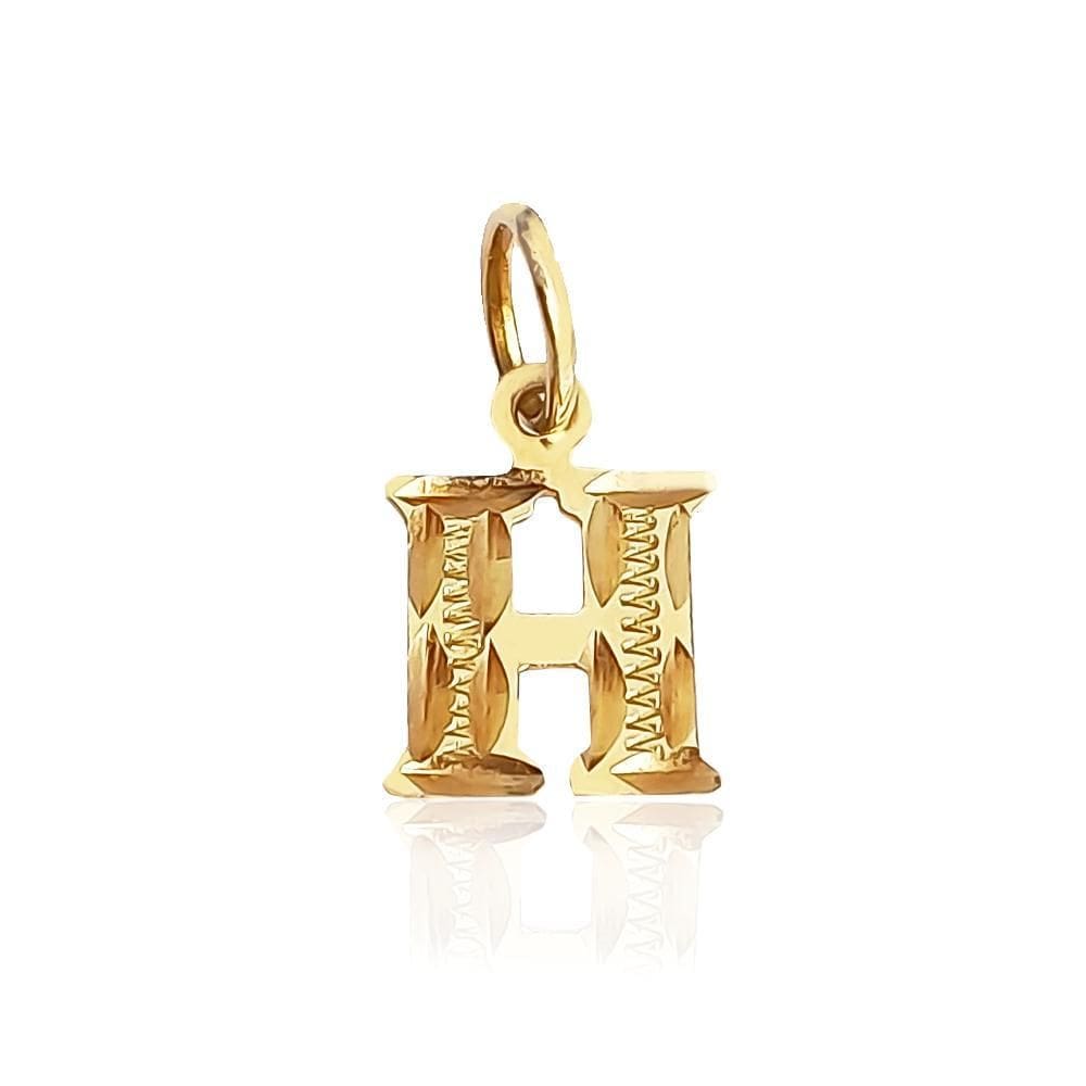 Pingente Letra H 1,9Cm Em Ouro 18K