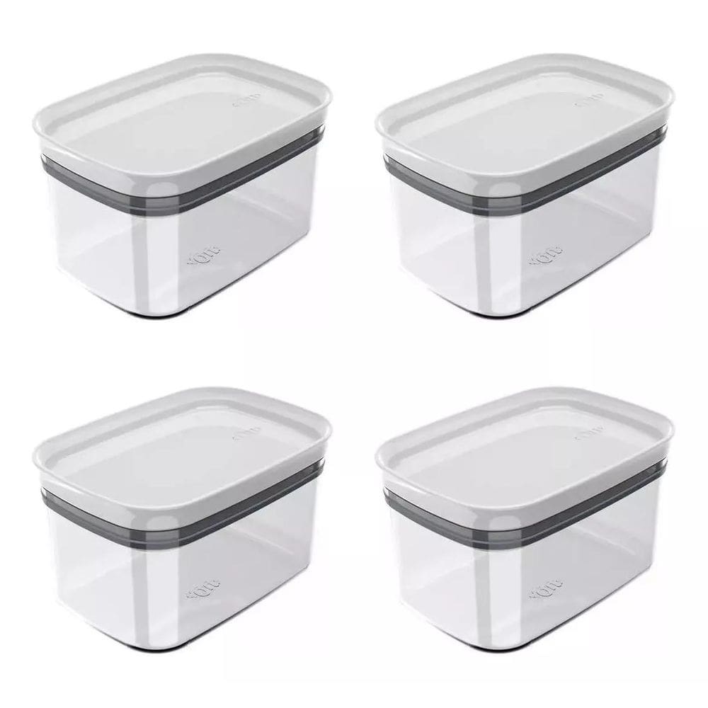 Kit 04 Pote Organizador Hermetico Block Retangular - 0,65L