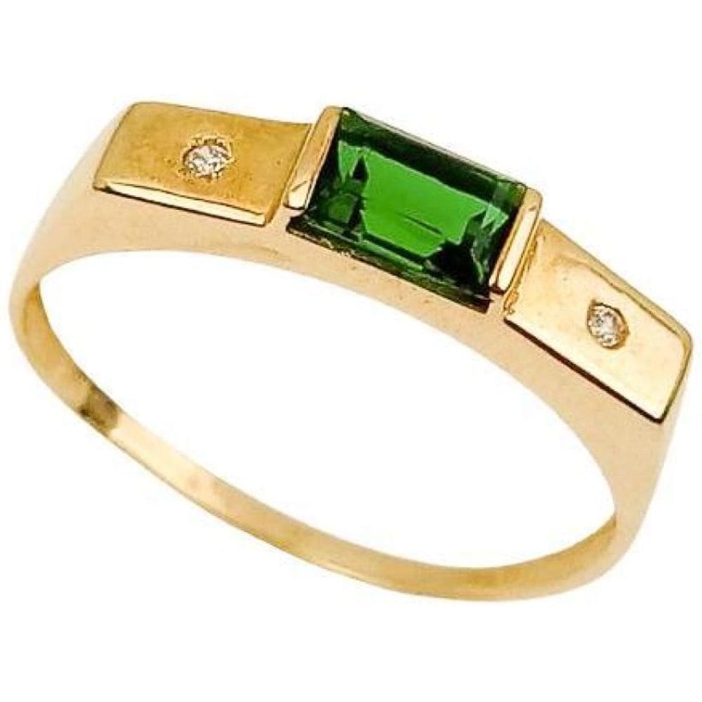 Anel Formatura Masculino Com Zircônia Verde Em Ouro 18K
