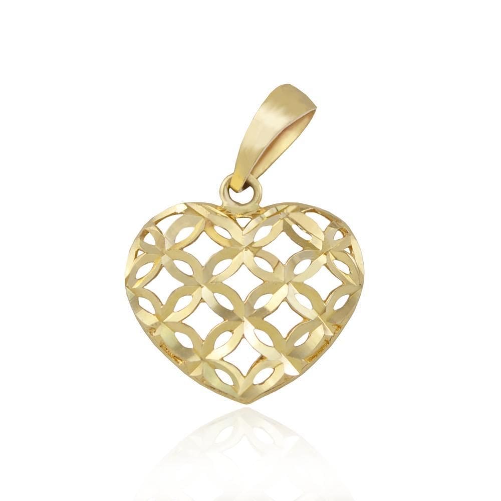 Pingente Coração Vazado 1,9 Cm Em Ouro 18K