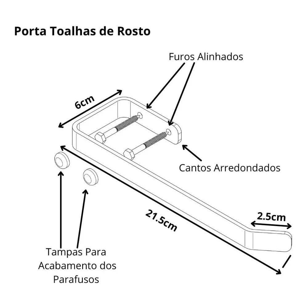 5X Porta Toalha De Rosto Quadrado Cromado