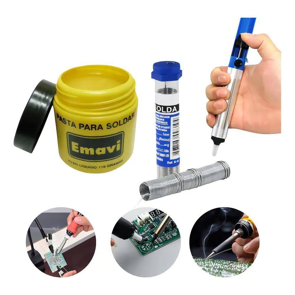 5X Kit Pasta De Solda Estanho Sugador Acessorios Ferro De So