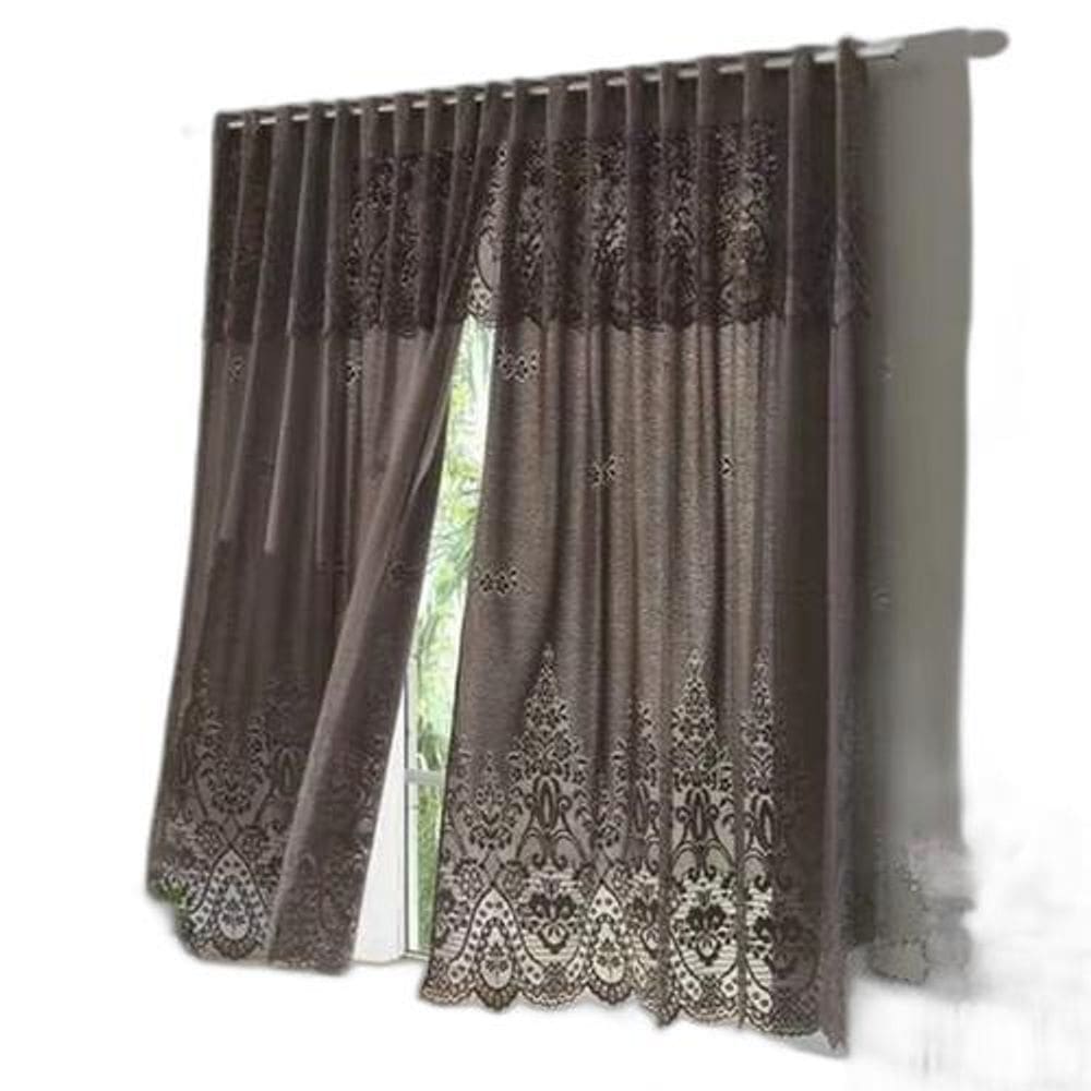 Cortina Sala Renda 3,00 X 1,80 Alt Com Bando Ganache