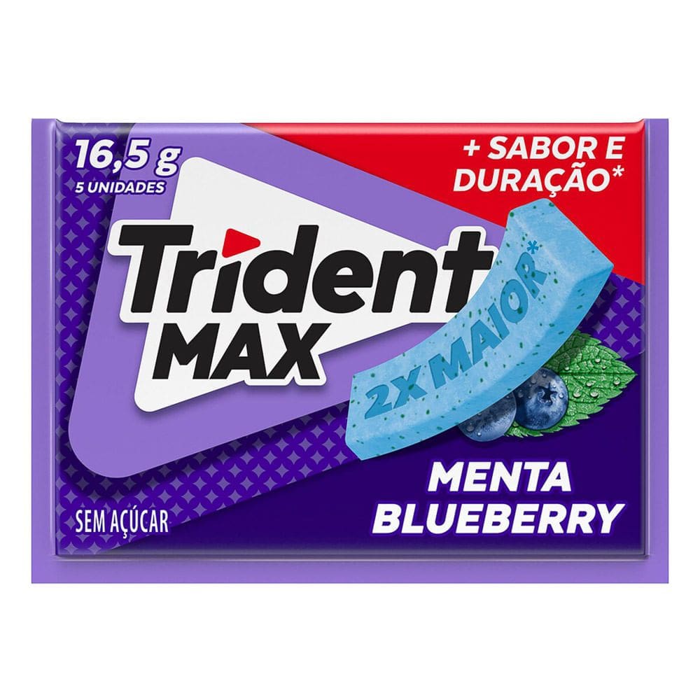 Chiclete Trident Max Menta Blueberry Zero Açúcar 16,5g