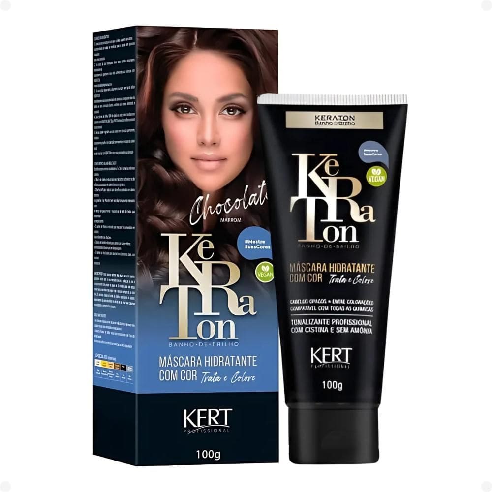 Tonalizante Kert Keraton Banho de Brilho Vegan Chocolate Marrom 100g
