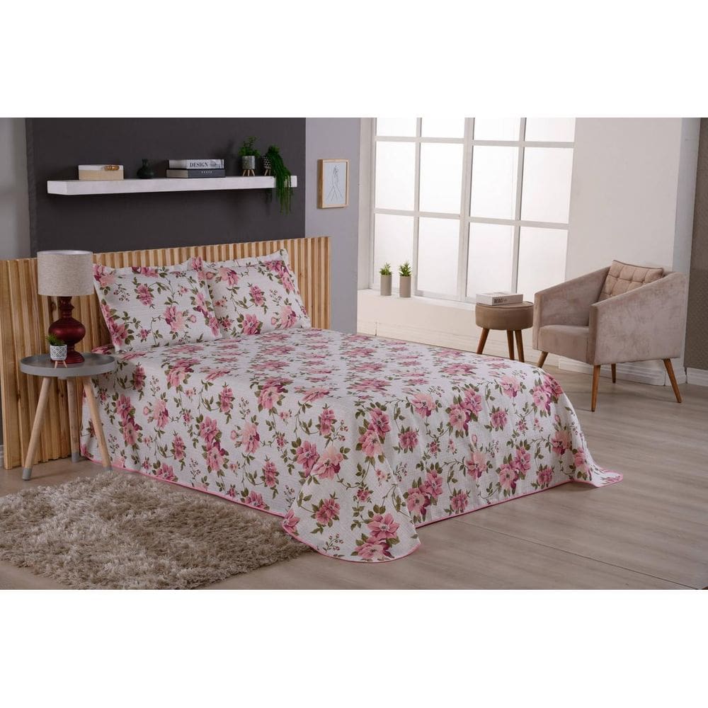 Cobre Leito Viena Casal Queen 3 Peças Estampado Mercedes