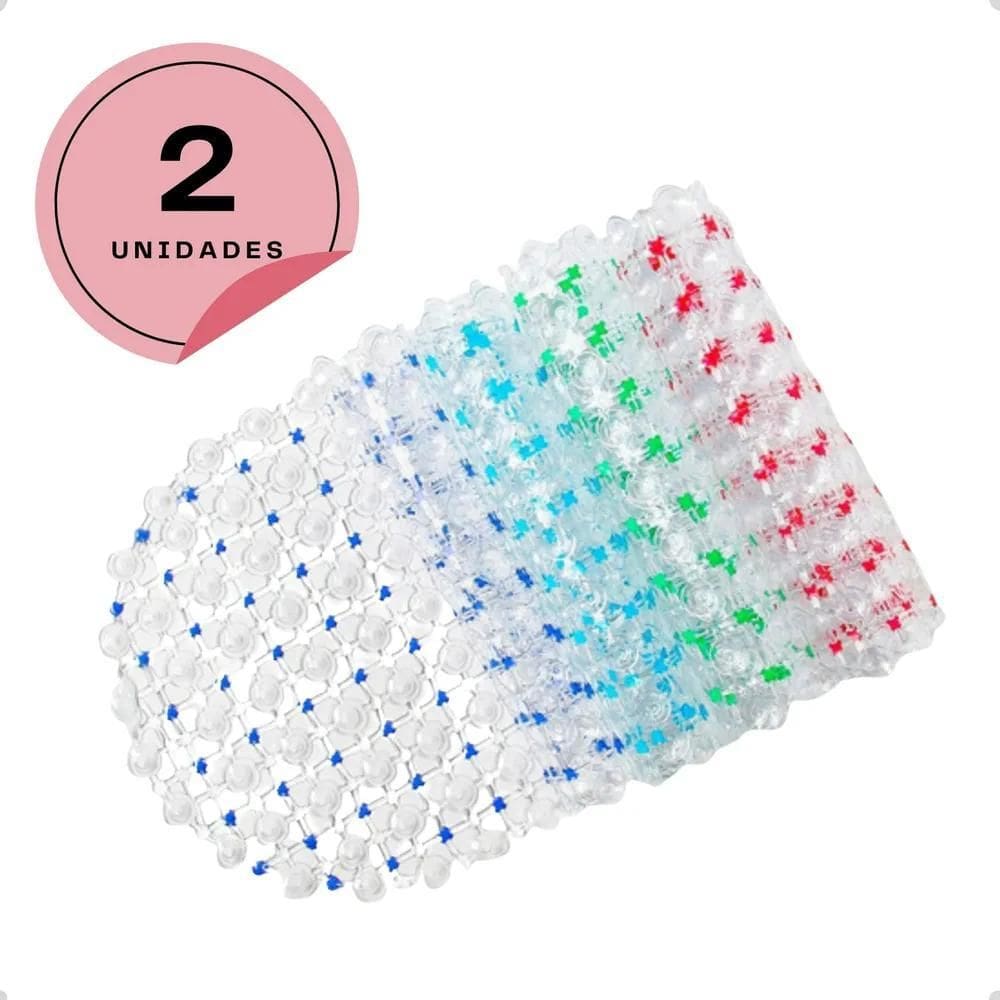 5X Kit 2 Tapetes Antiderrapante Para Box Banheiro Pvc 34X64C