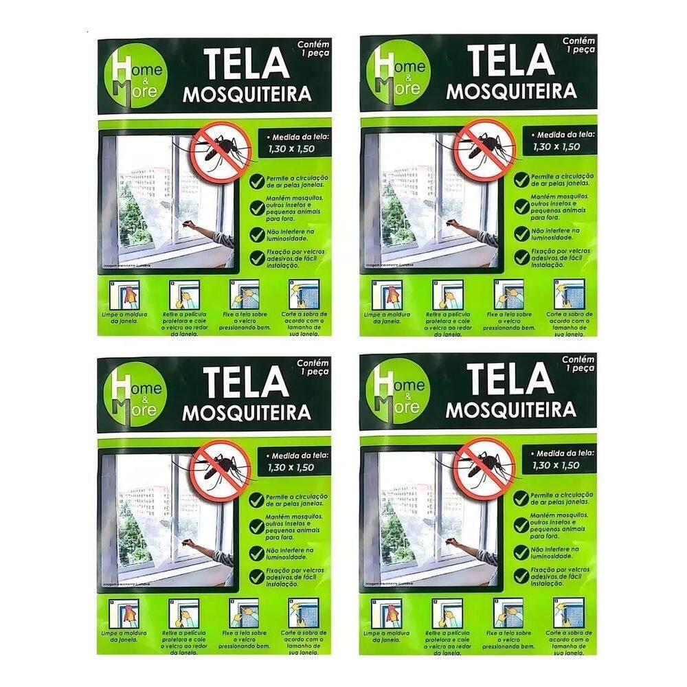 5X Kit 4 Telas Mosquiteiras Janela Anti-Inseto Mosquito 150X