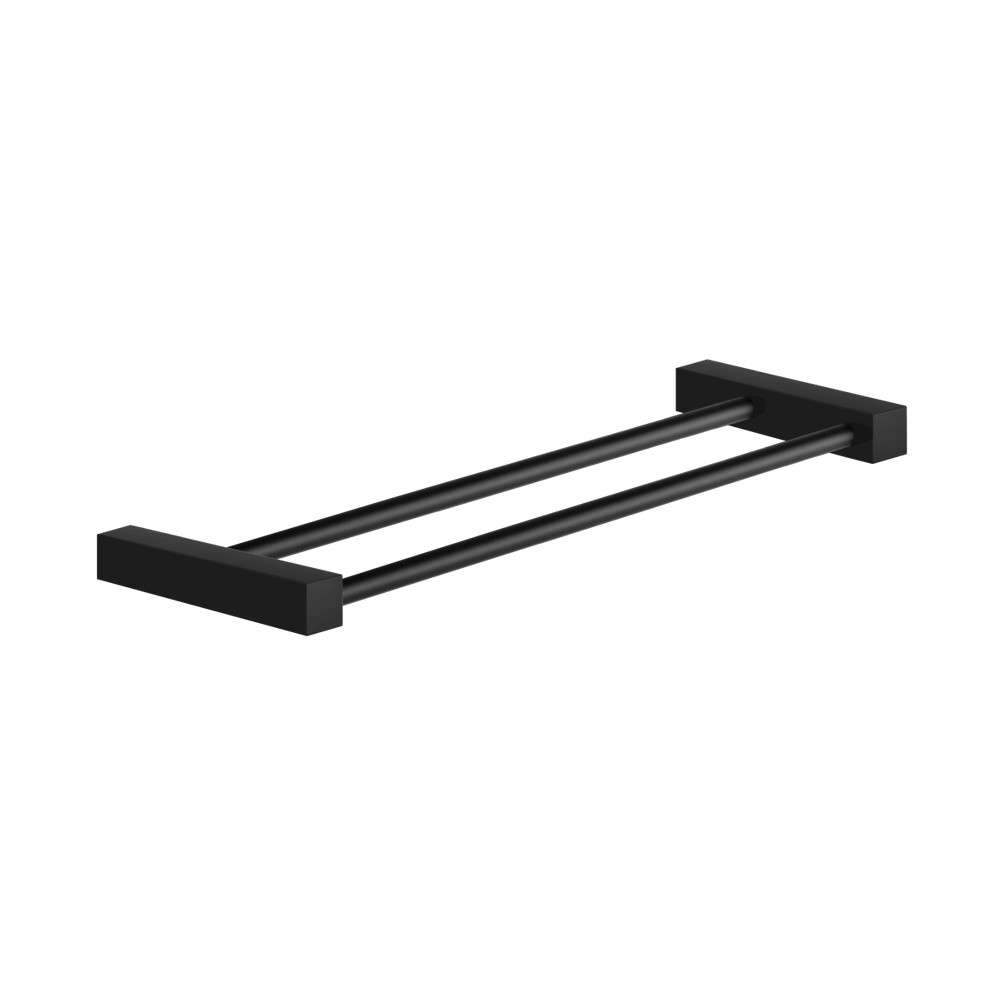 Porta Toalhas Duplo 30cm Preto Fosco Toalheiro Para Banheiro Troia
