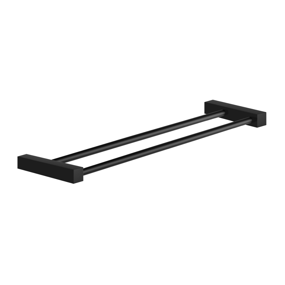Porta Toalhas Duplo 40cm Preto Fosco Toalheiro Para Banheiro Troia