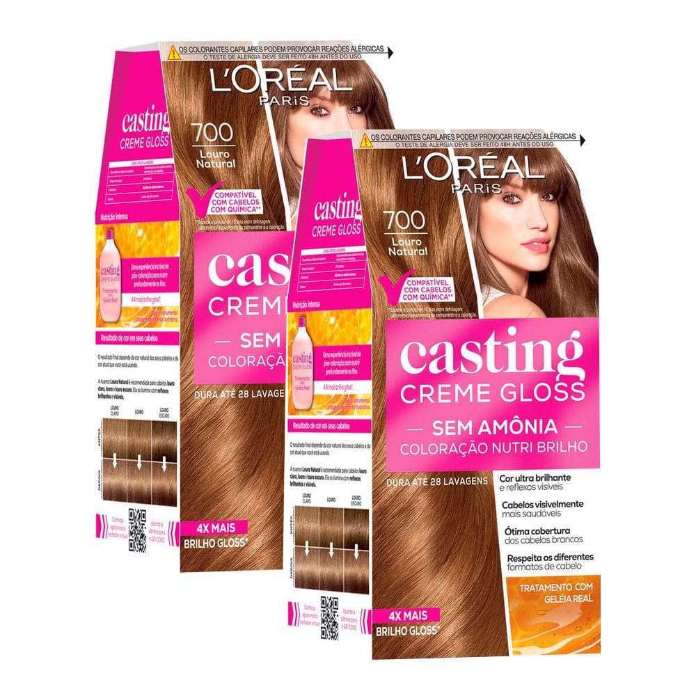 Kit 2 Tintura Casting Creme Gloss L`oréal Paris 700 Louro Natural