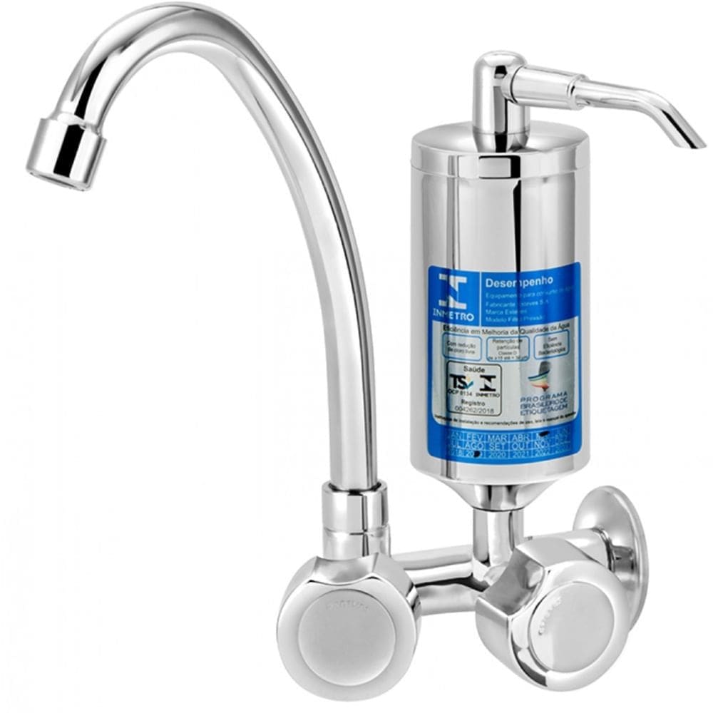 Torneira com Filtro para Cozinha ABS Mônaco 1/4 de Volta C40 Cromada de Parede - VTF210CWB - ESTEVES