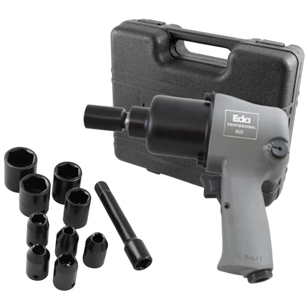 Chave de Impacto Pneumática 1/2”” com Kit de Soquetes e Maleta - 9GE - EDA