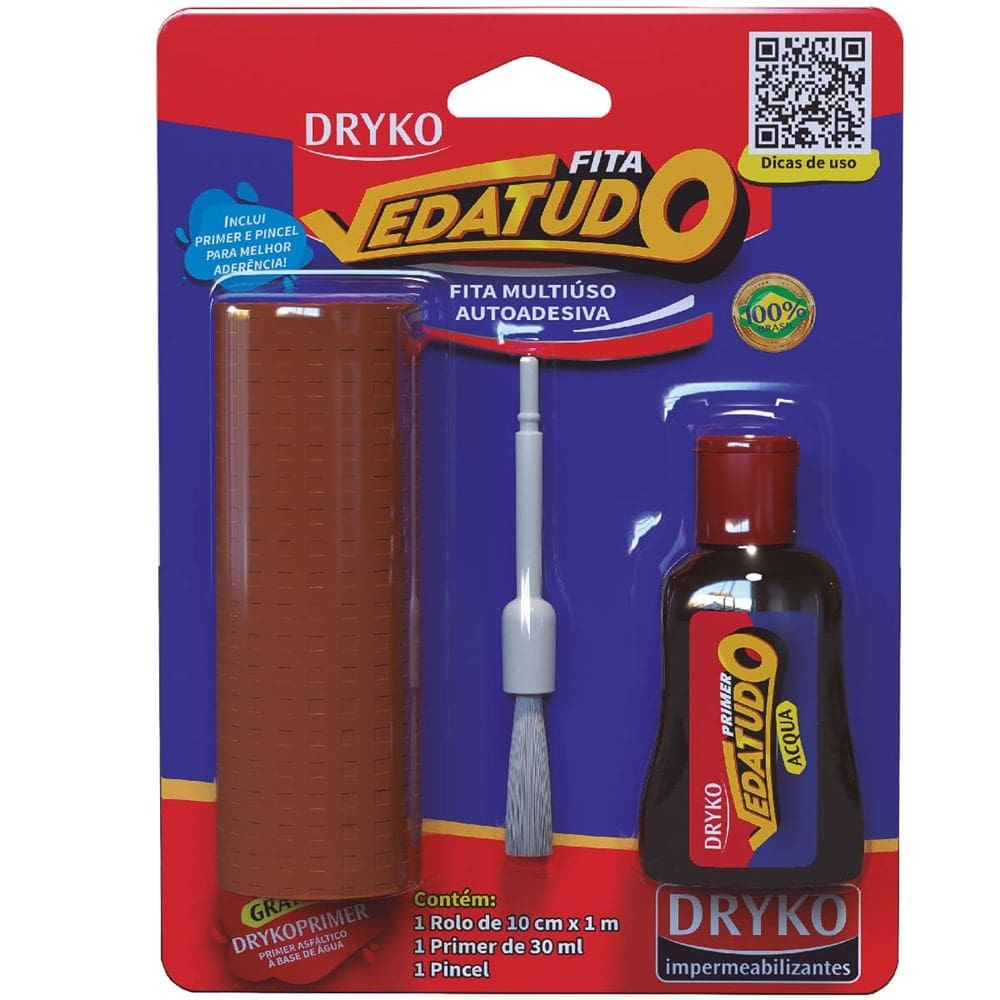 Fita Vedatudo Terracota 1 Metro com Pincel e Primer - BLISTER-TERRA - DRYKO