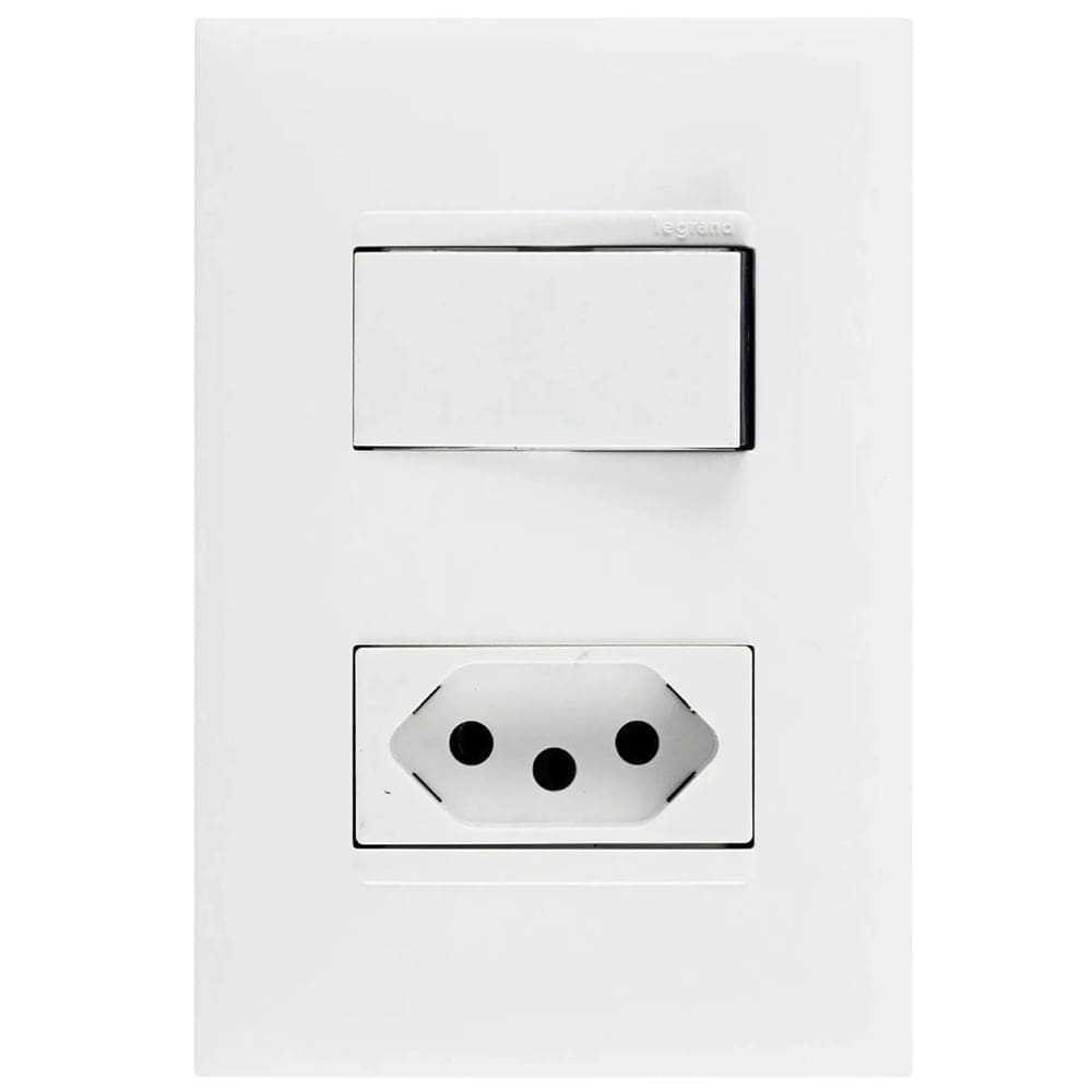 Interruptor Simples e Tomada 2P+T de 10 Ampères 4x2 Branca - 615074BC - PIAL