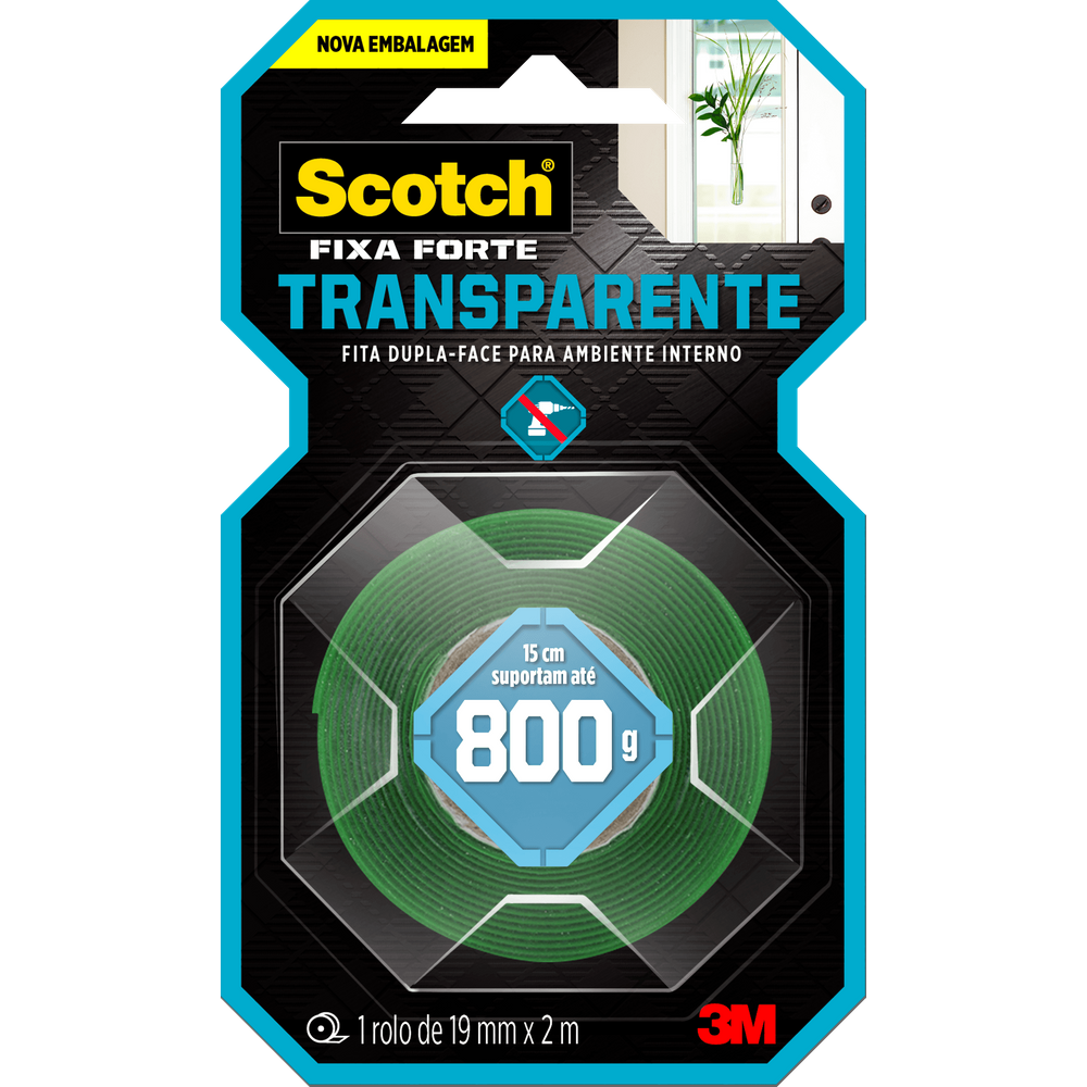 Fita Dupla Face Scotch Fixa Forte Transparente 19mm x 2 Metros - HB004419881 - 3M