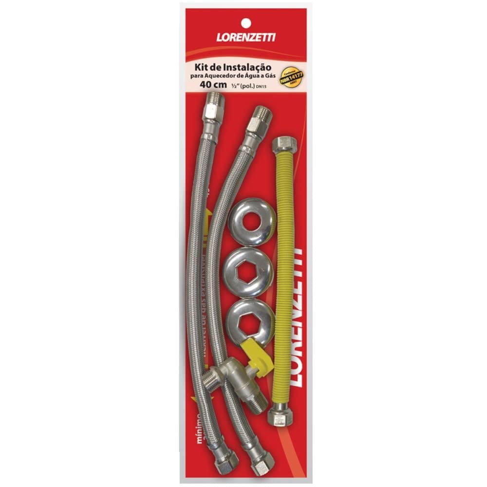 Kit de Instalação para Aquecedor 1/2””x 1/2”” 40cm - 7413002 - LORENZETTI