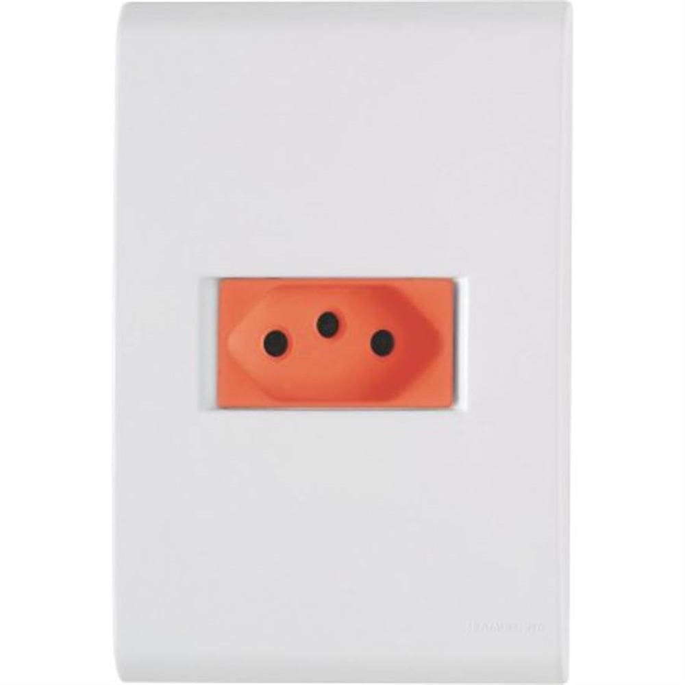 Conjunto Liz Branco e Vermelho 4x2 com 1 Tomada 2P+T de 20 Ampères e 250 Volts - 57170015 - TRAMONTINA