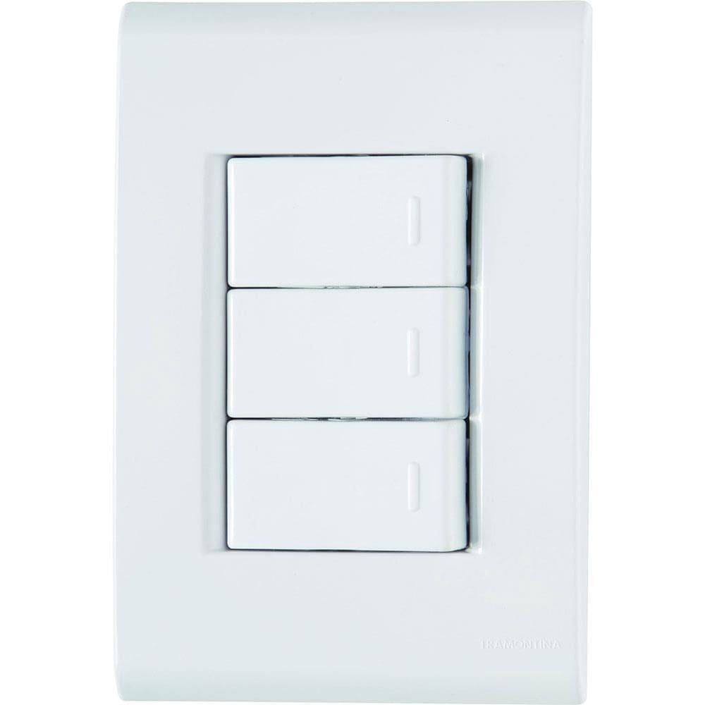 Conjunto Liz Branco 4x2 com 3 Interruptores Simples de 10 Ampères e 250 Volts - 57170070 - TRAMONTINA