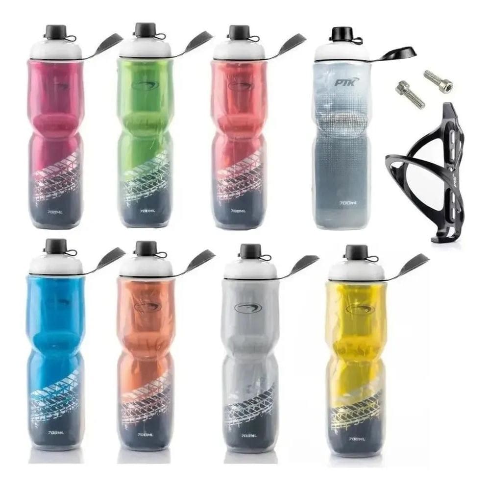 5X Garrafa Caramanhola Térmica 700Ml Com Suporte Para Bicicl