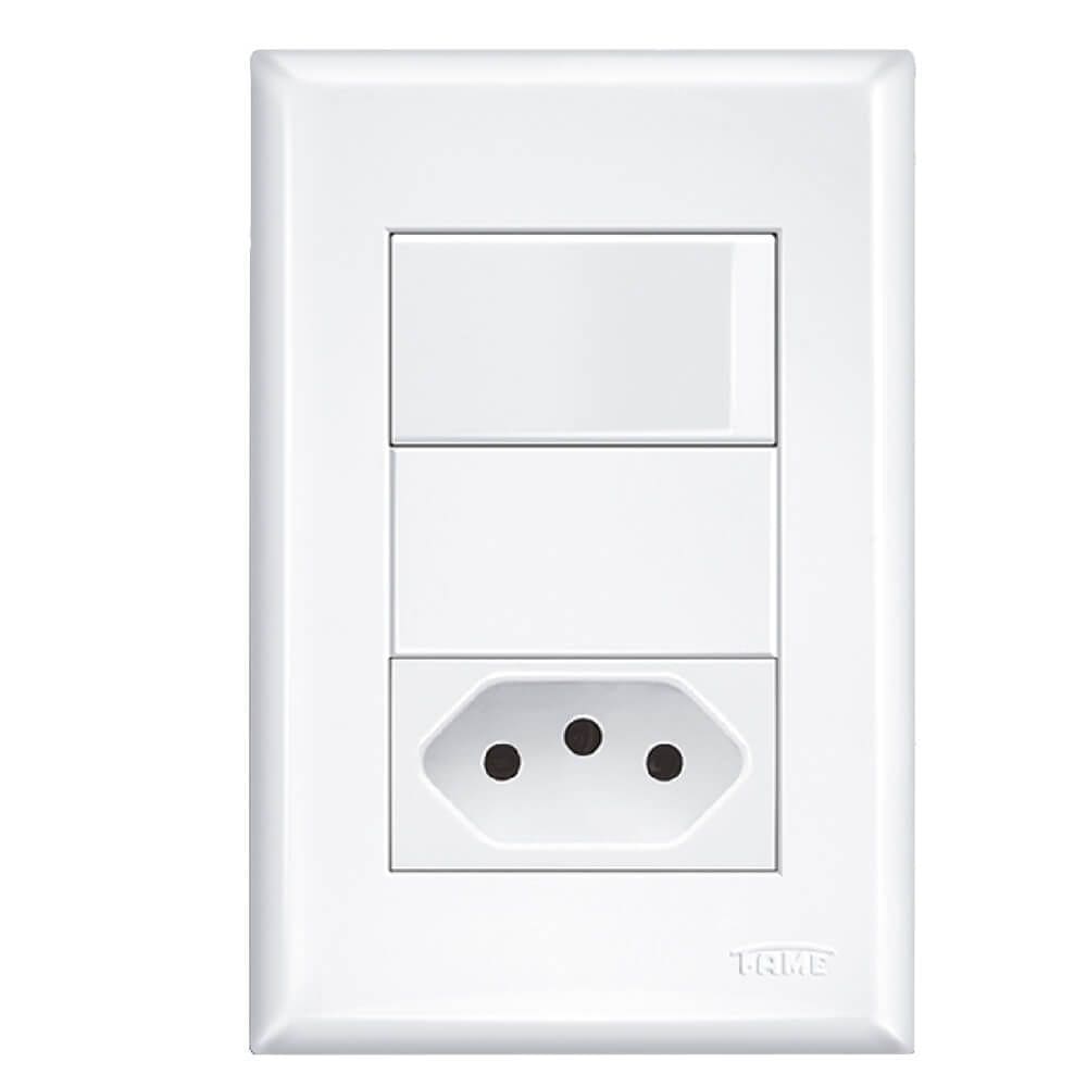 2 Interruptores Simples +1 Tomada 2P+T 10A 250 Volts - 2921 - FAME