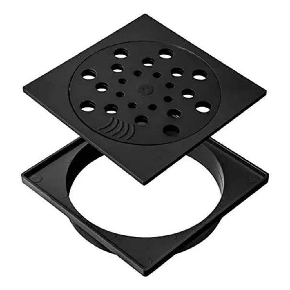 5X Kit Ralo Com Fecho E Porta Grelha 10X10Cm Preto Reforçado